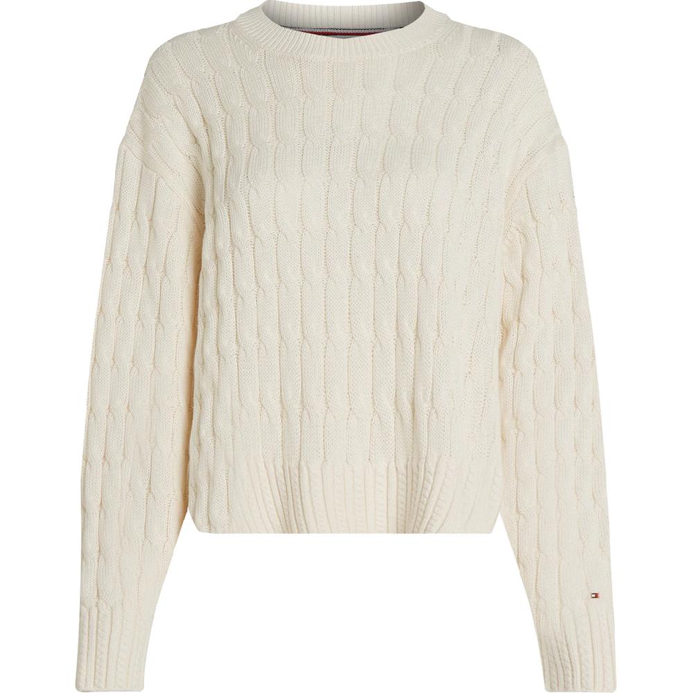 Tommy Hilfiger Rundhalspullover »SOFT CO CABLE C-NK LS SWT« Mit Zopfmuster