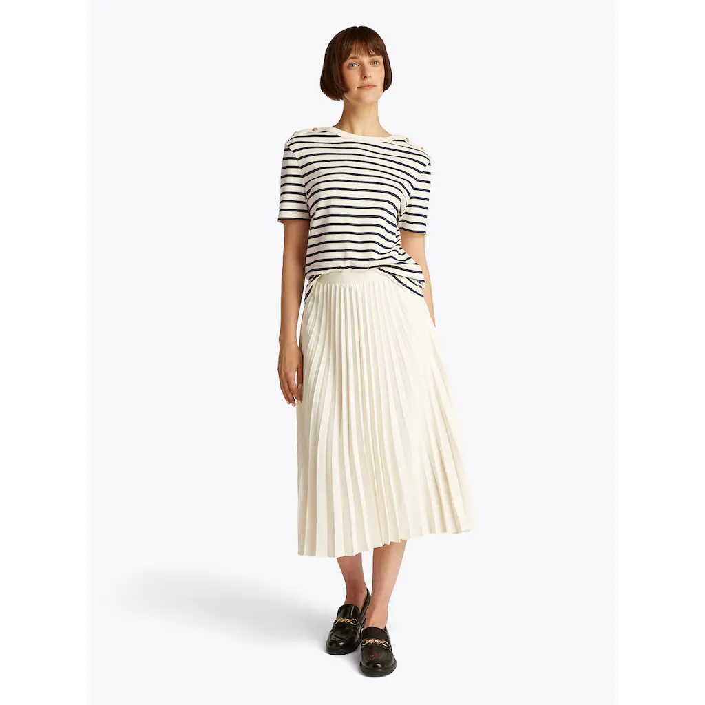Tommy Hilfiger Rundhalsshirt »REG STRIPE GOLD BTN C-NK SS« Mit Goldfarbenem Knopf