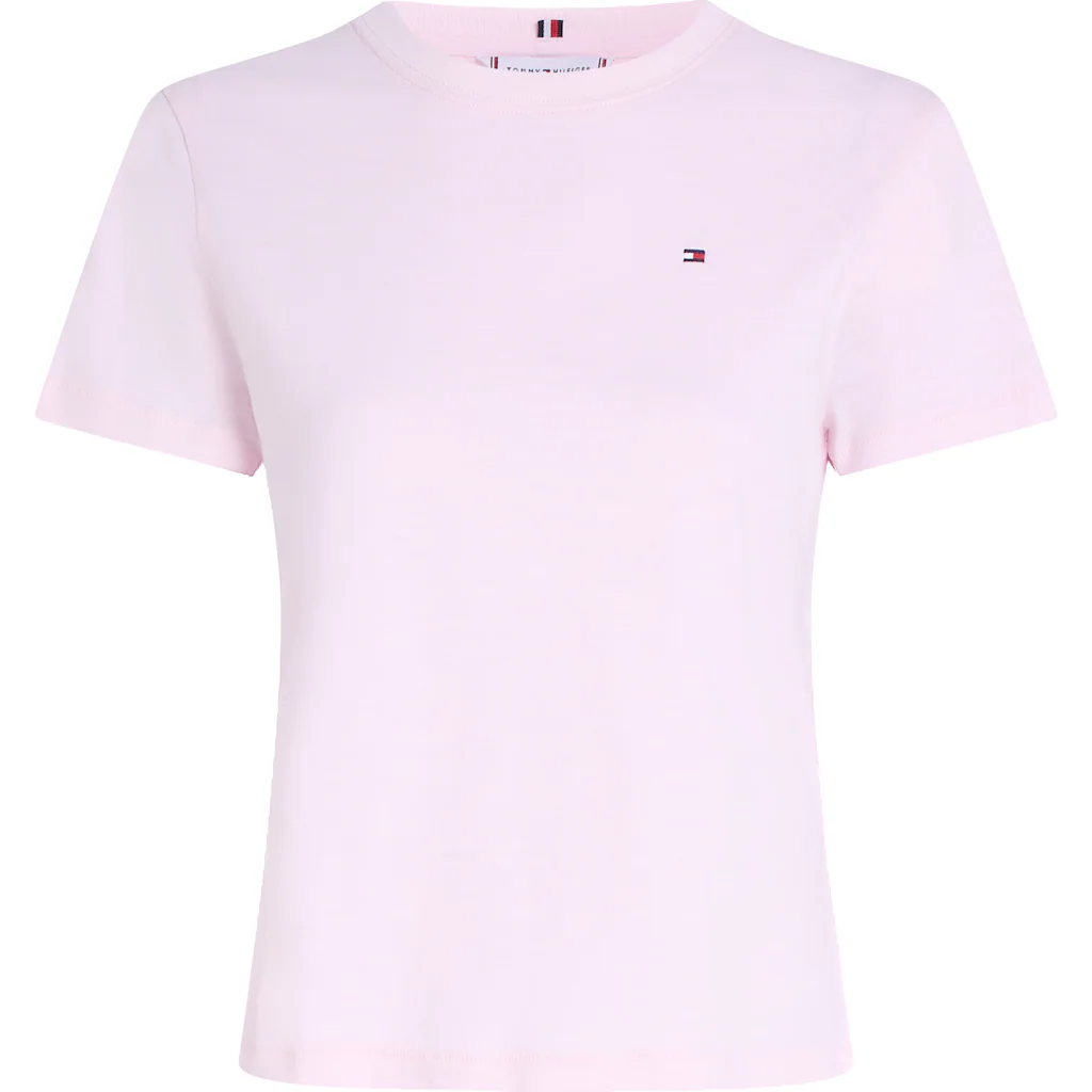 Tommy Hilfiger Rundhalsshirt »SLUB REG C-NK SS« Mit Flammgarn-Struktur Mit Logostickerei