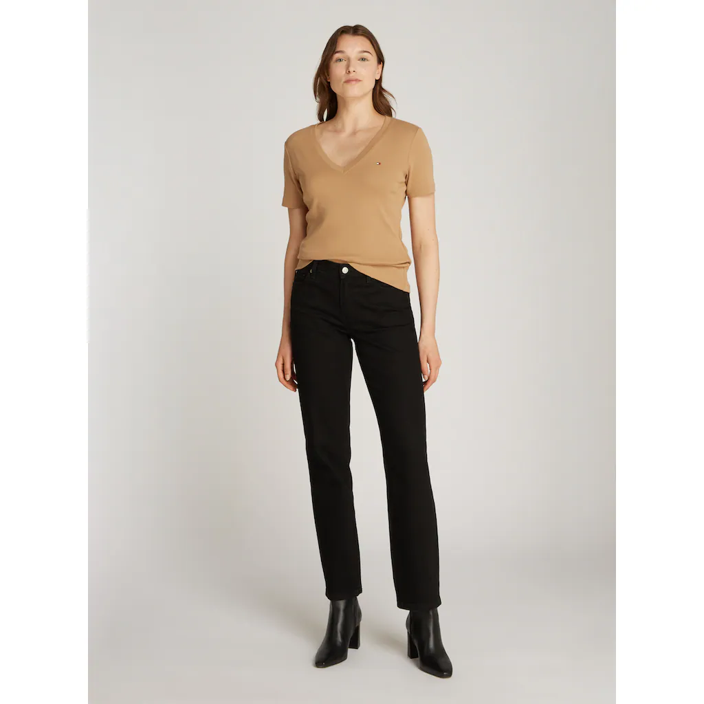 Tommy Hilfiger Straight-Jeans »CLASSIC STRAIGHT RW ECRU« Mit Logo-Badge In Knöchellänge