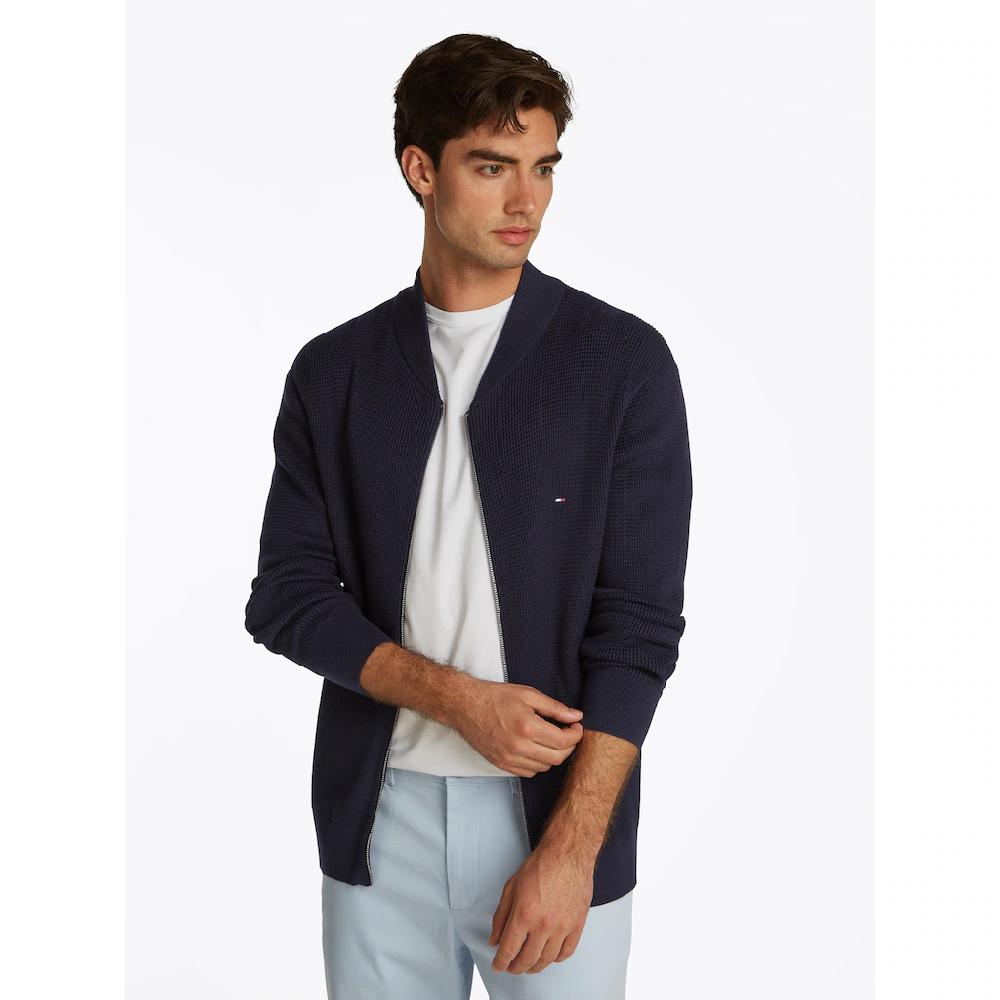 Tommy Hilfiger Strickjacke »RACKING STRUCTURE BASEBALL ZT«