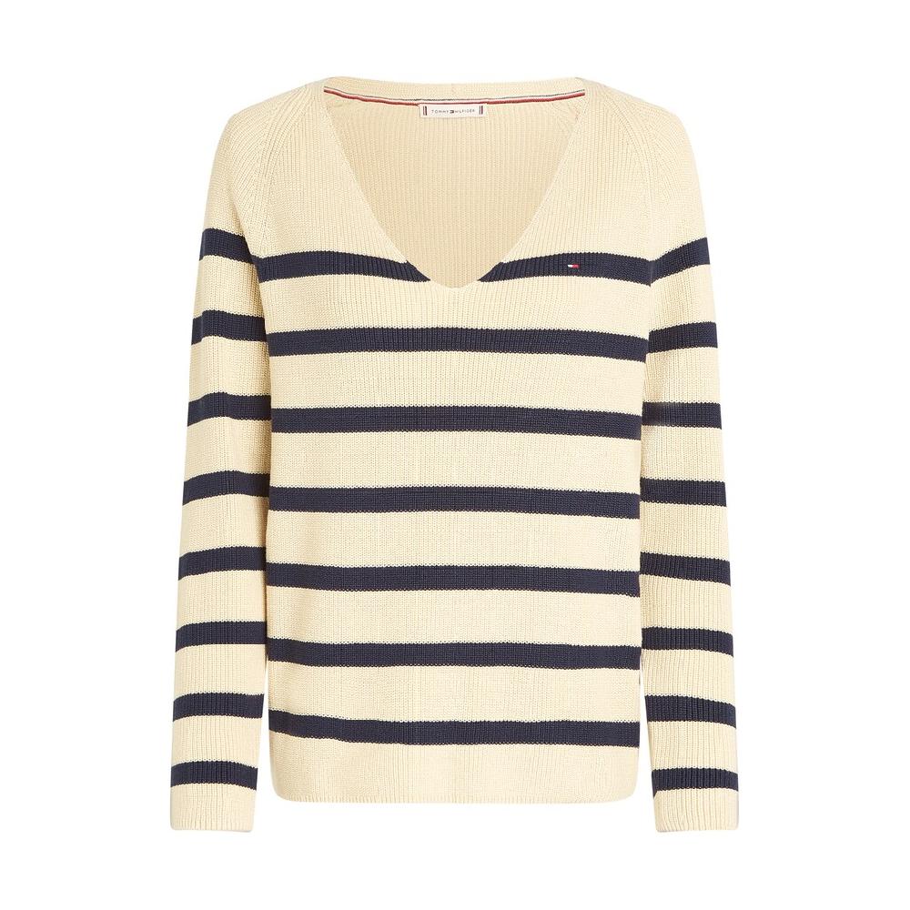 Tommy Hilfiger Strickpullover »CO CARDI STITCH V-NK LS« Mit Logostickerei