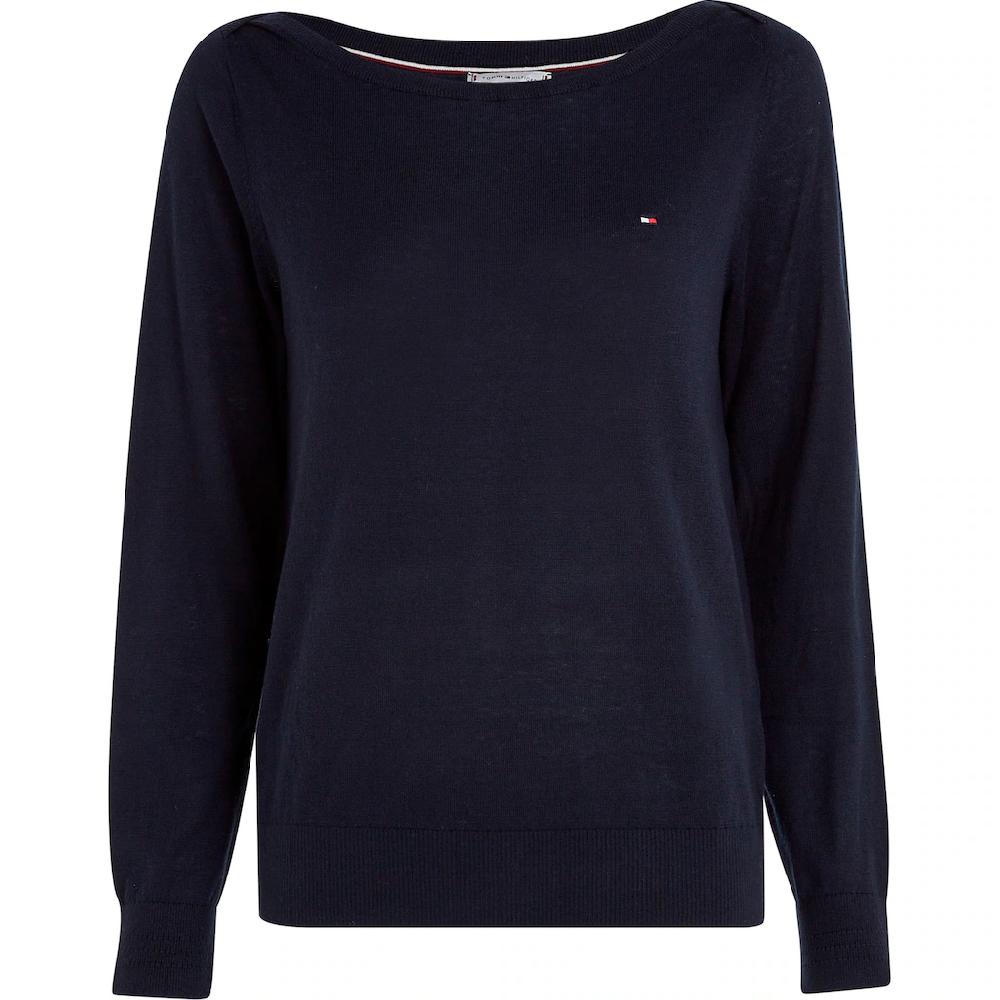 Tommy Hilfiger Strickpullover »CO JERSEY STITCH V-NK SWEATER« mit Tommy Hilfiger Logo-Flag