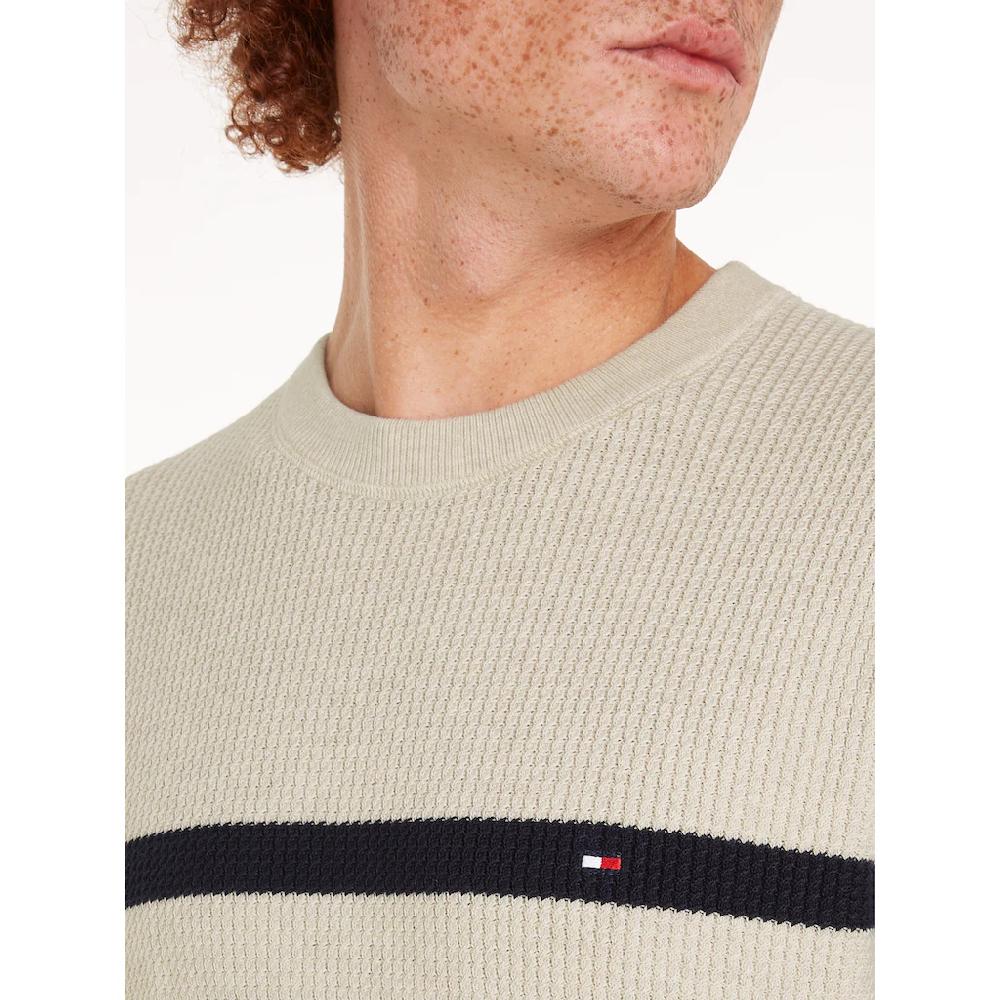 Tommy Hilfiger Strickpullover »STRUCTURE CREW NK« Mit Kontrastfarbenen Streifen ▷ Kaufen