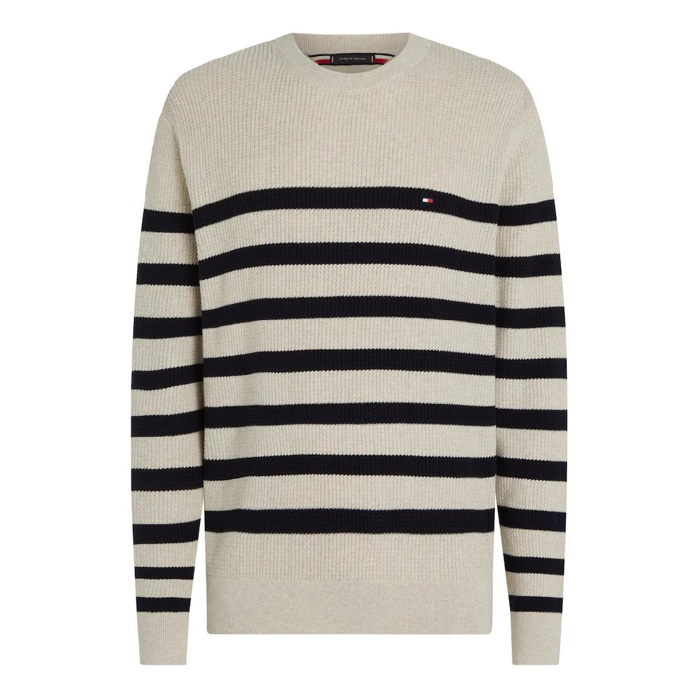 Tommy Hilfiger Strickpullover »STRUCTURE CREW NK« Mit Kontrastfarbenen Streifen ▷ Kaufen