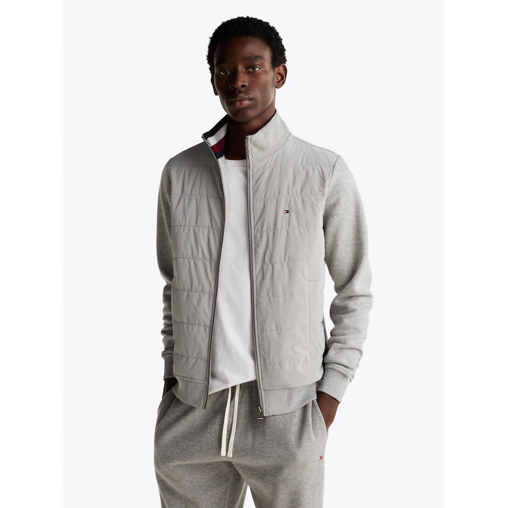 Tommy Hilfiger Sweatjacke »MIX MEDIA ZIP THRU STAND CLR« mit gestreiftem Innenkragen