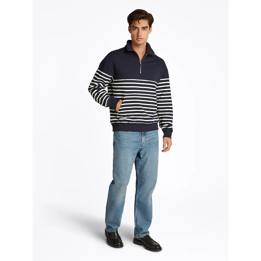 Tommy Hilfiger Sweatshirt »PLACED STRIPE 1/4 ZIP« Mit Rundhalsausschnitt ▷ Bestellen