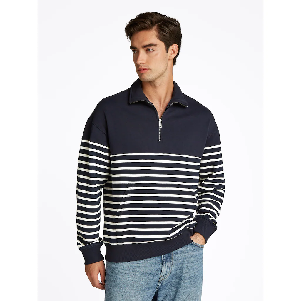 Tommy Hilfiger Sweatshirt »PLACED STRIPE 1/4 ZIP« Mit Rundhalsausschnitt ▷ bestellen