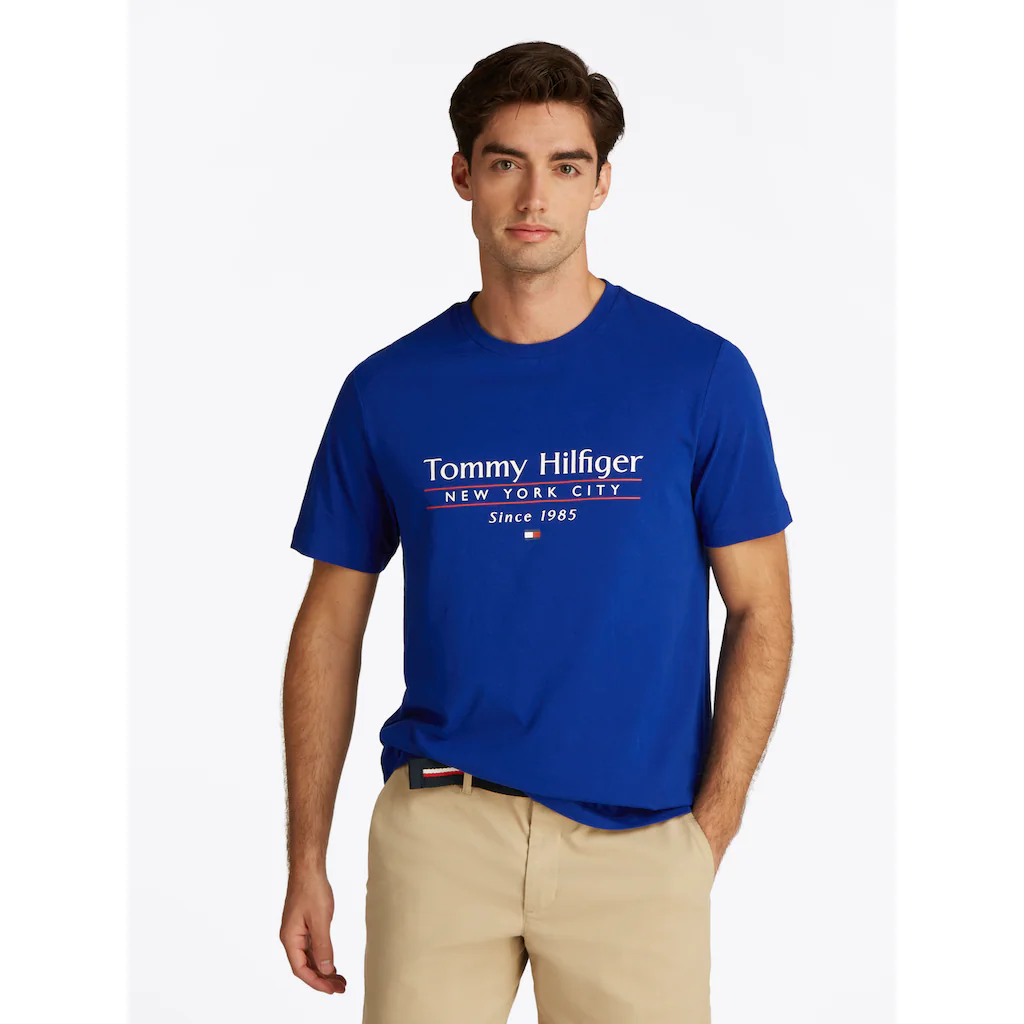 Tommy Hilfiger T-Shirt »HILFIGER CENTER STACK TEE« mit großem Schriftprint ▷ für