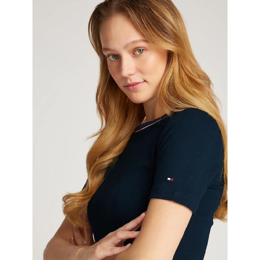 Tommy Hilfiger T-Shirt »RWB SLIM TEE SS C-NK« Mit Kontrast-Details Struktur