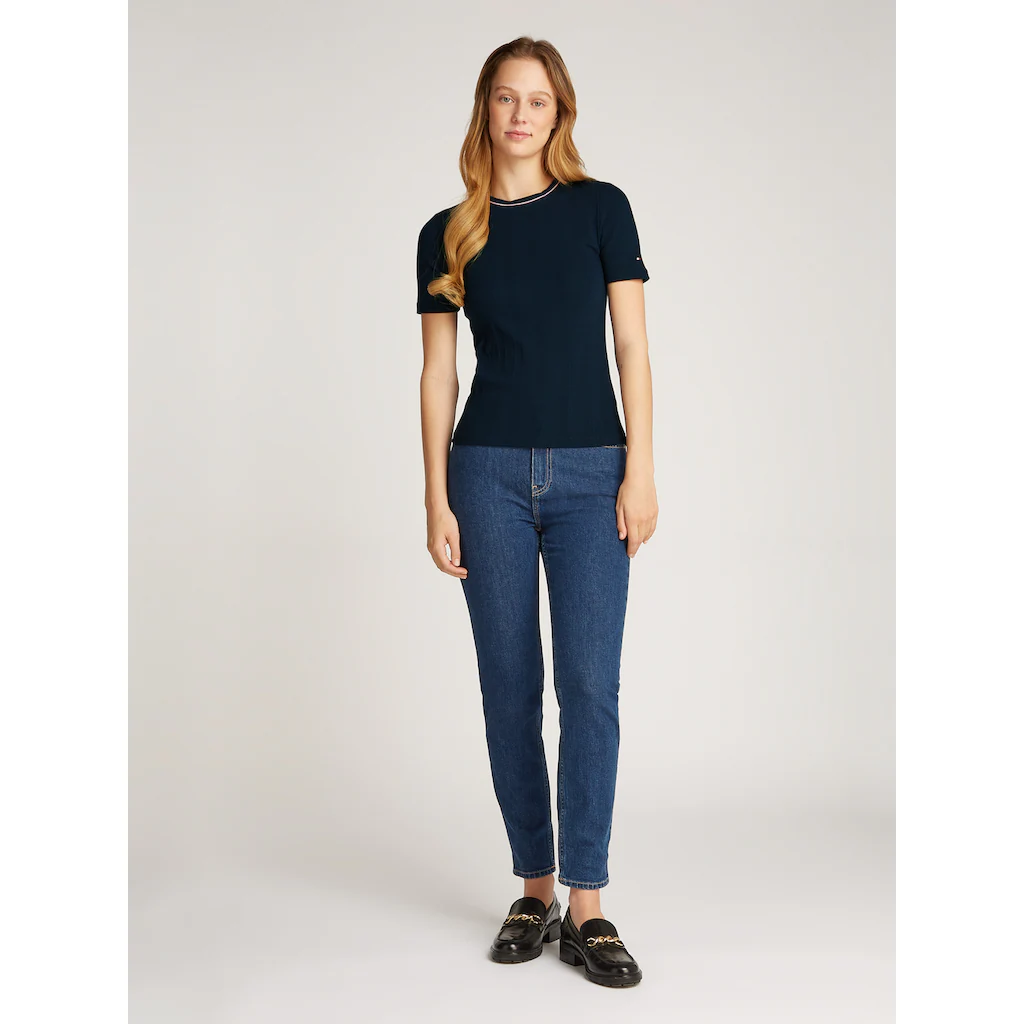 Tommy Hilfiger T-Shirt »RWB SLIM TEE SS C-NK« Mit Kontrast-Details Struktur