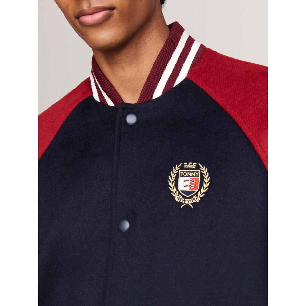 Tommy Jeans Bomberjacke »TJM WOOL BLEND CREST BOMBER« Color Block-Design Tommy Jeans-Wappen-Stickerei Auf Brust ▷ Bestellen