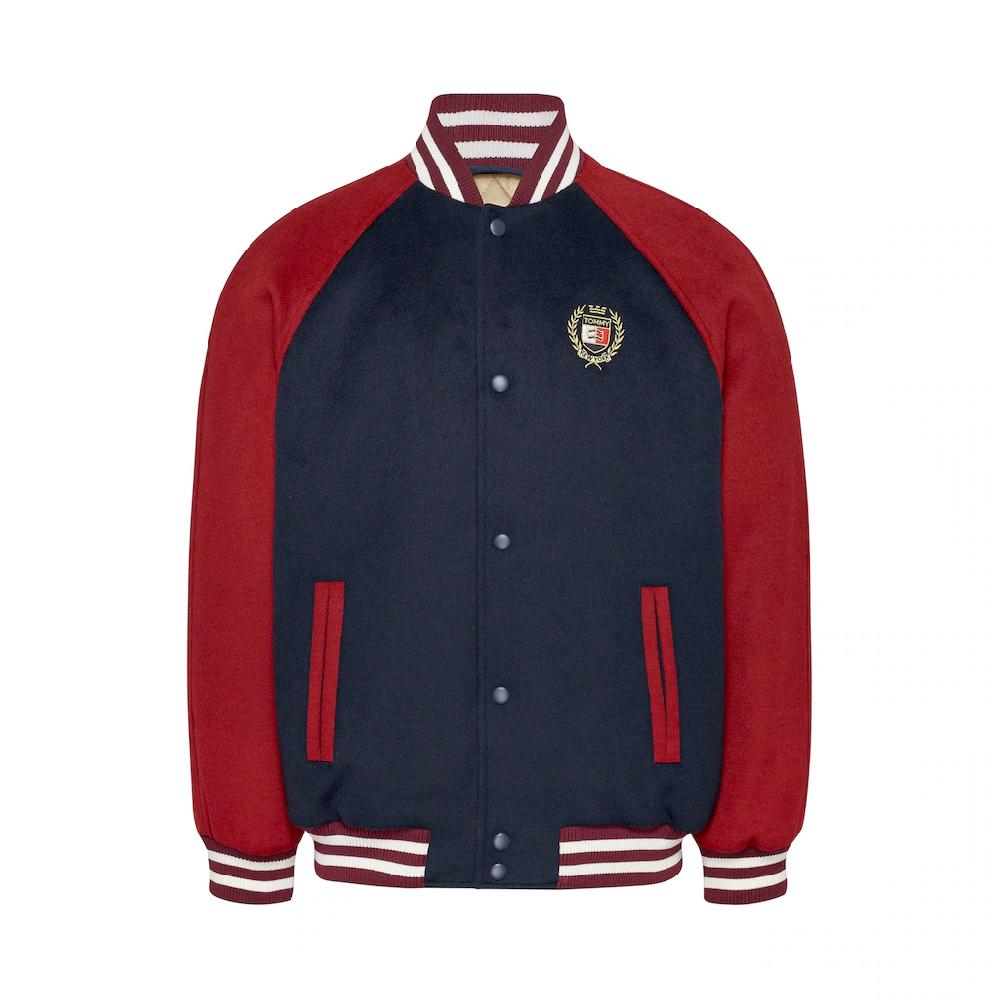 Tommy Jeans Bomberjacke »TJM WOOL BLEND CREST BOMBER« Color Block-Design Tommy Jeans-Wappen-Stickerei Auf Brust ▷ Bestellen