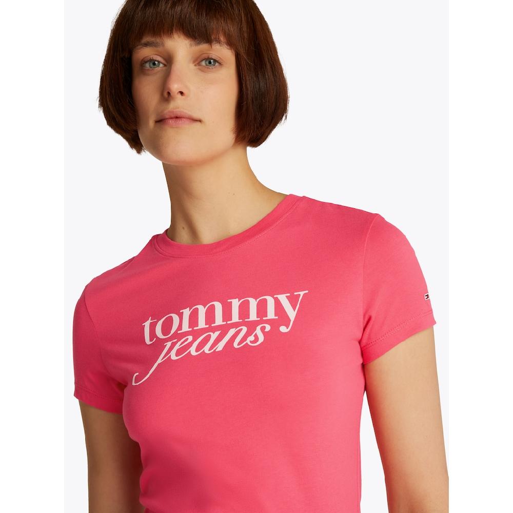 Tommy Jeans Curve Rundhalsshirt »Shirt TJW SLIM ESSENTIAL« In Großen Größen Logo-Print Auf Brusthöhe Mit Logostickerei