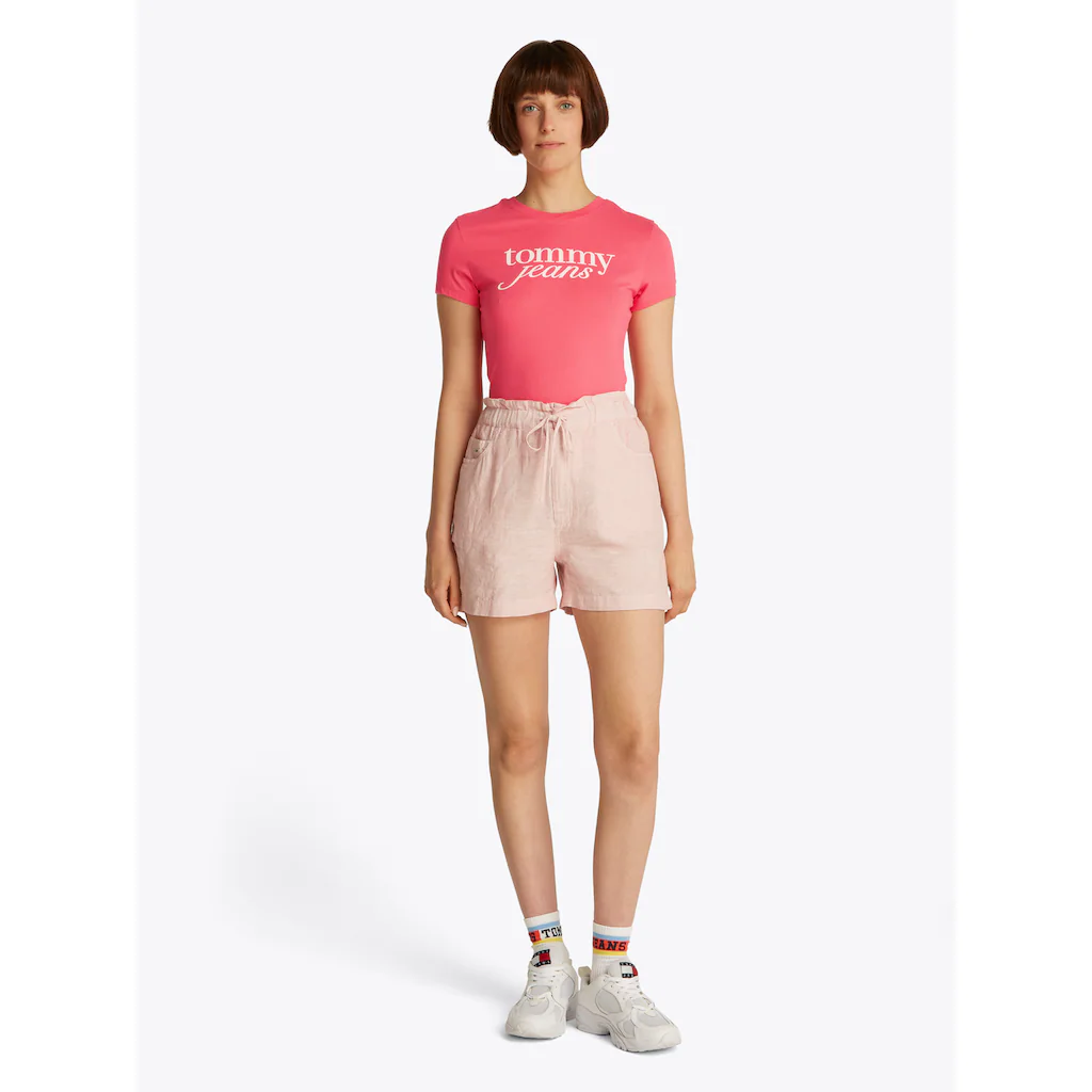 Tommy Jeans Curve Rundhalsshirt »Shirt TJW SLIM ESSENTIAL« In Großen Größen Logo-Print Auf Brusthöhe Mit Logostickerei