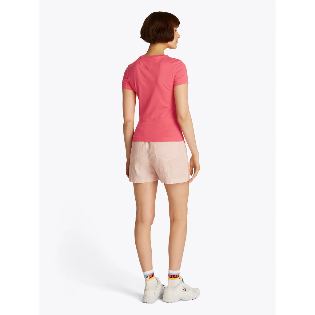 Tommy Jeans Curve Rundhalsshirt »Shirt TJW SLIM ESSENTIAL« In Großen Größen Logo-Print Auf Brusthöhe Mit Logostickerei