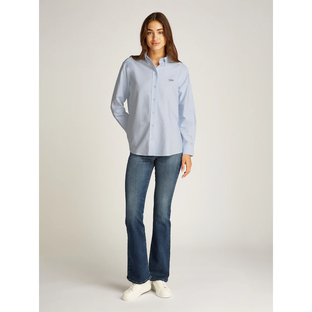 Tommy Jeans Hemdbluse »TJW RLX SCRIPT OXFORD SHIRT« Mit Logo-Stickereien