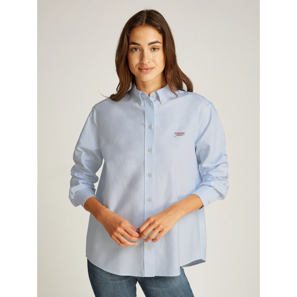 Tommy Jeans Hemdbluse »TJW RLX SCRIPT OXFORD SHIRT« mit Logo-Stickereien