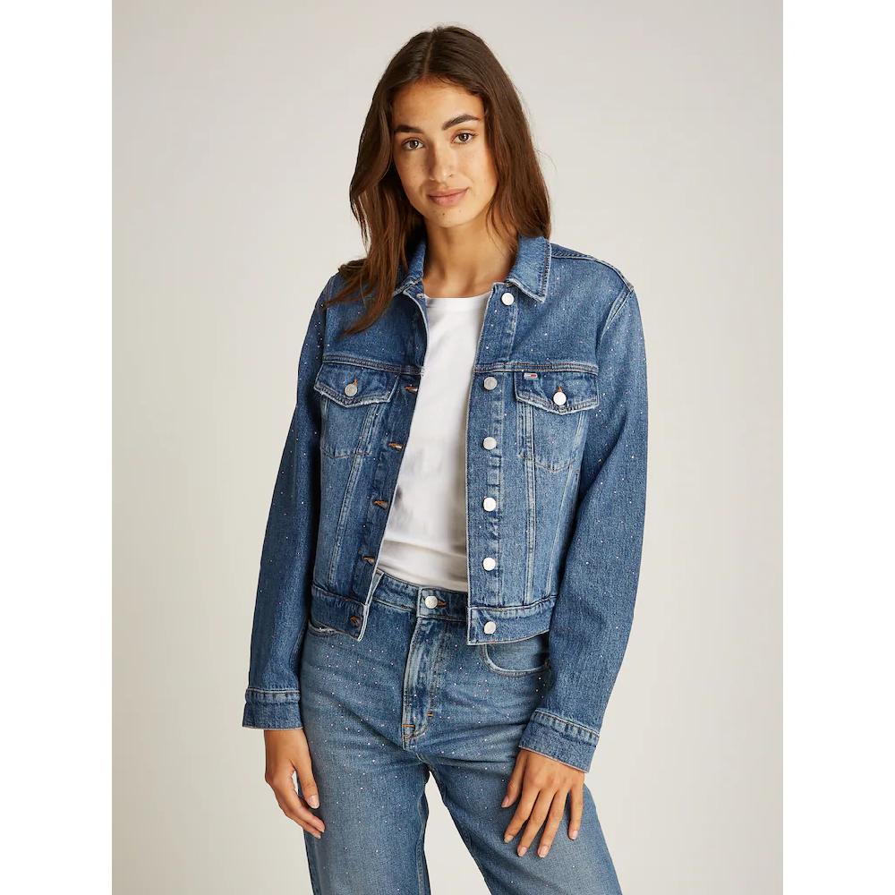 Tommy Jeans Jeansjacke »CLASSIC TRUCKER JACKET AI6136« mit typischen Trucker Details mit Schmucksteinen