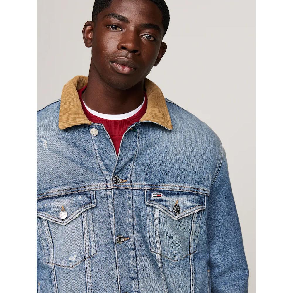 Tommy Jeans Jeansjacke »RYAN TEDDY RGLR TRCKR DH6138 EXT« besticktes Markenlogo am Saum ▷ für