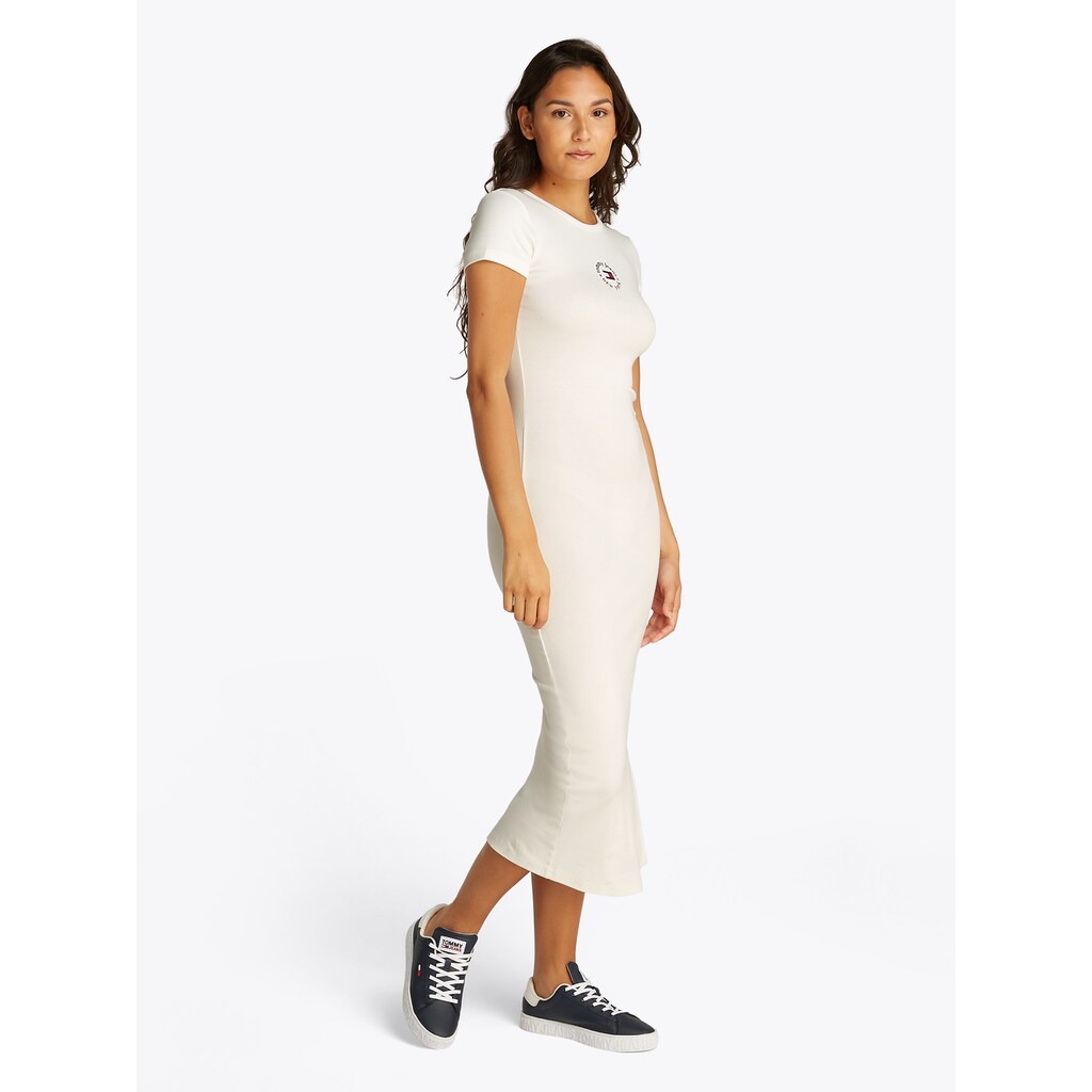 Tommy Jeans Jerseykleid »TJW BODYCON LOGO 2 DRESS« mit Logostickerei mit Kurzarm in Midi-Länge