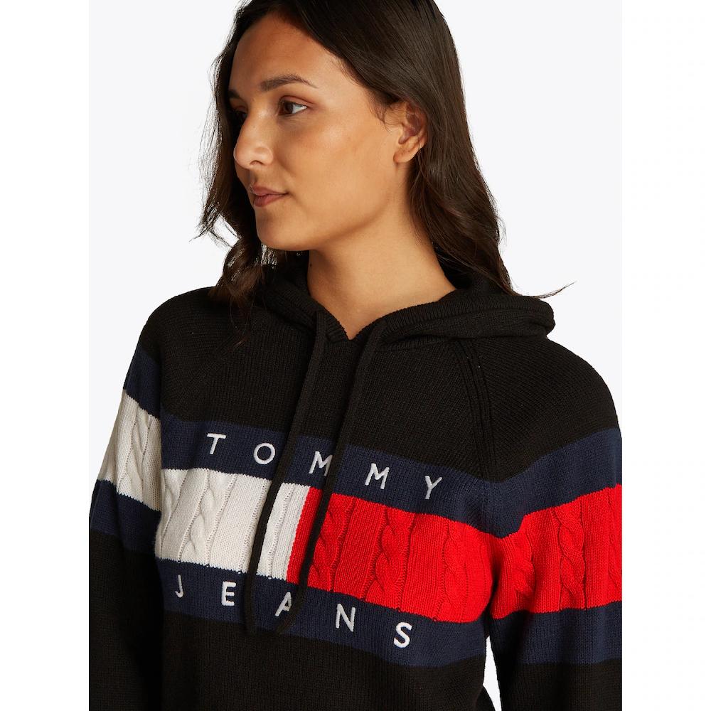 Tommy Jeans Kapuzenpullover »TJW CENTER FLAG HOOD SWEATER EXT« Mit Kapuze Großem Logo-Flag