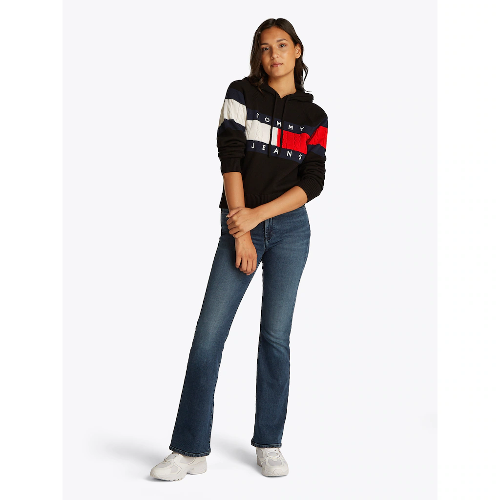 Tommy Jeans Kapuzenpullover »TJW CENTER FLAG HOOD SWEATER EXT« Mit Kapuze Großem Logo-Flag