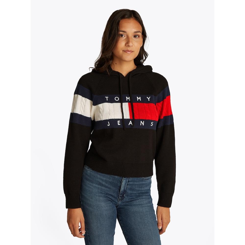 Tommy Jeans Kapuzenpullover »TJW CENTER FLAG HOOD SWEATER EXT« mit Kapuze großem Logo-Flag