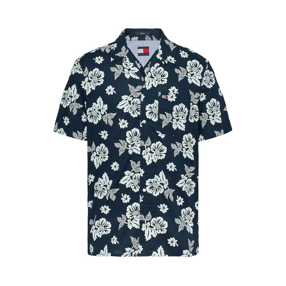 Tommy Jeans Kurzarmhemd »TJM REG SLUB AOP SS SHIRT EXT«