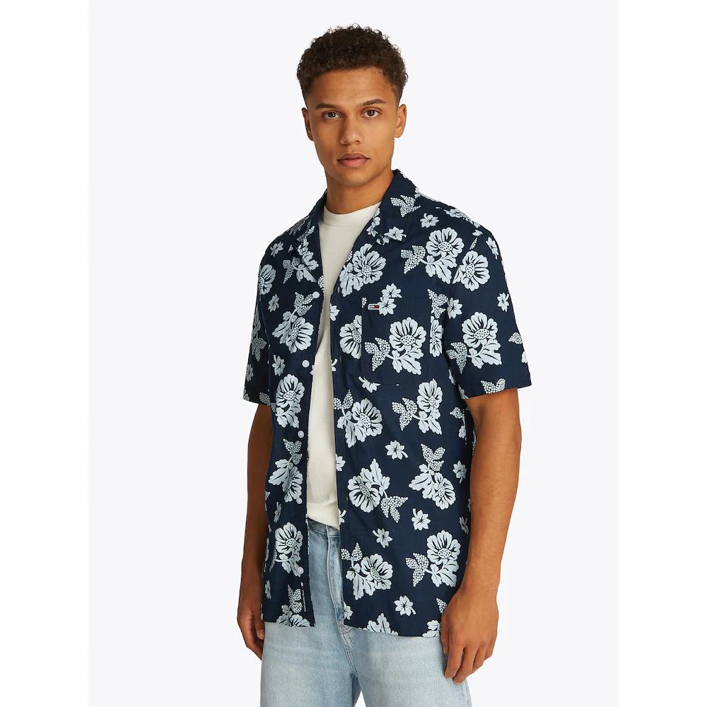 Tommy Jeans Kurzarmhemd »TJM REG SLUB AOP SS SHIRT EXT«