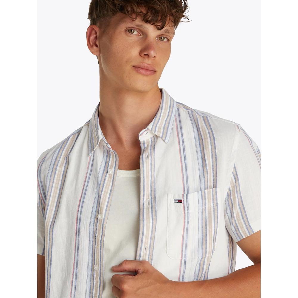 Tommy Jeans Kurzarmhemd »TJM REG SLUB STRIPE SS SHIRT EXT« Modische Mehrfarbig Gestreift ▷ Kaufen