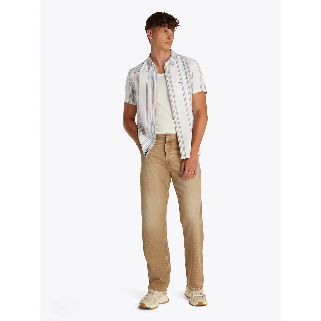 Tommy Jeans Kurzarmhemd »TJM REG SLUB STRIPE SS SHIRT EXT« Modische Mehrfarbig Gestreift ▷ Kaufen