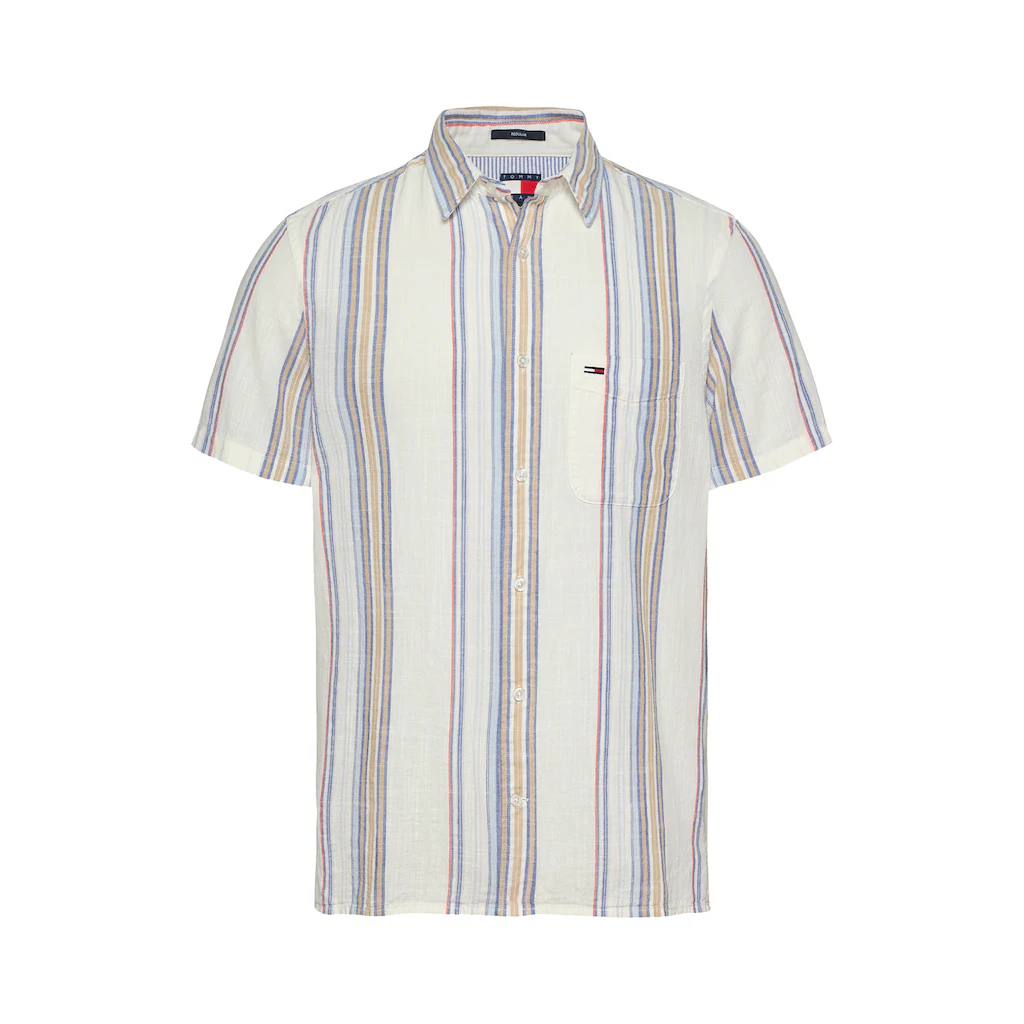 Tommy Jeans Kurzarmhemd »TJM REG SLUB STRIPE SS SHIRT EXT« Modische Mehrfarbig Gestreift ▷ Kaufen