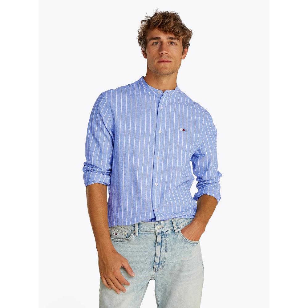 Tommy Jeans Langarmhemd »TJM LINEN MIX BND STP SHRT EXT« Mit Rundhalsausschnitt ▷ für