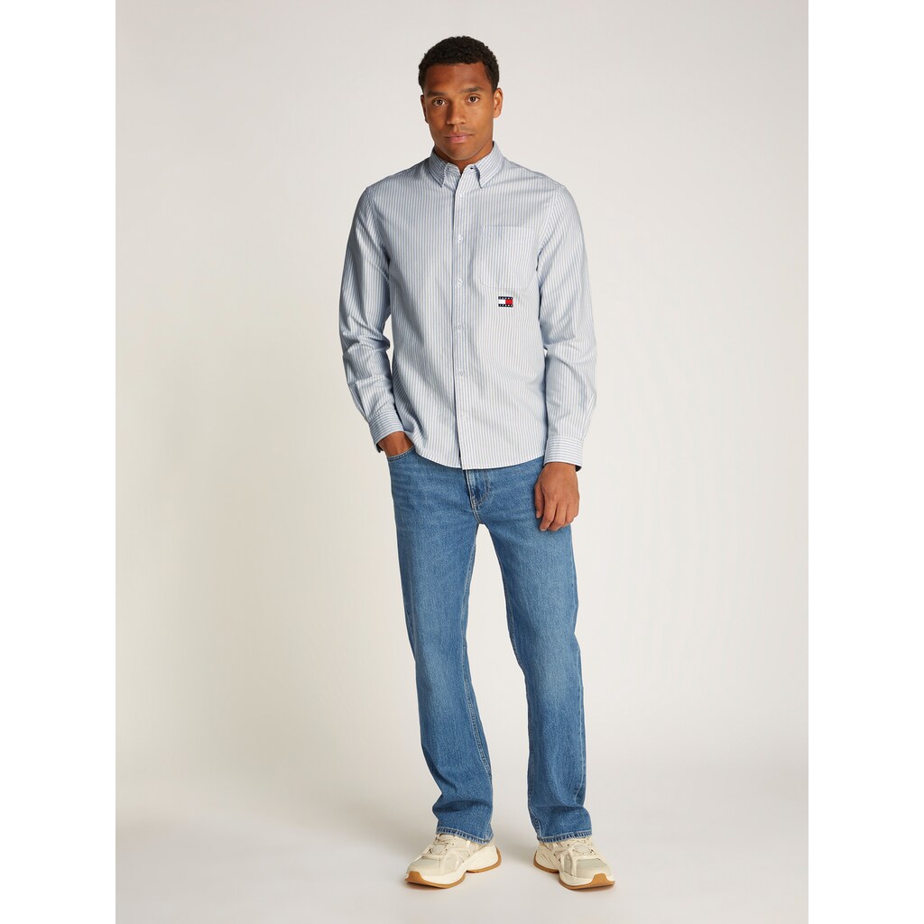 Tommy Jeans Langarmhemd »TJM STRIPE OXFORD SHIRT EXT« Mit Logostickerei ▷ Für