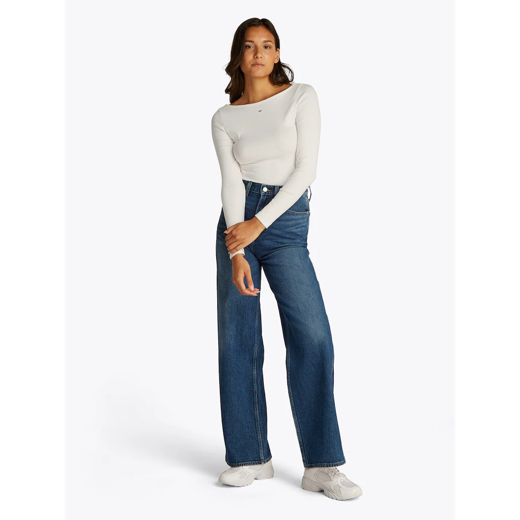 Tommy Jeans Langarmshirt »TJW BOAT NECK TOP LS« Mit Logostickerei