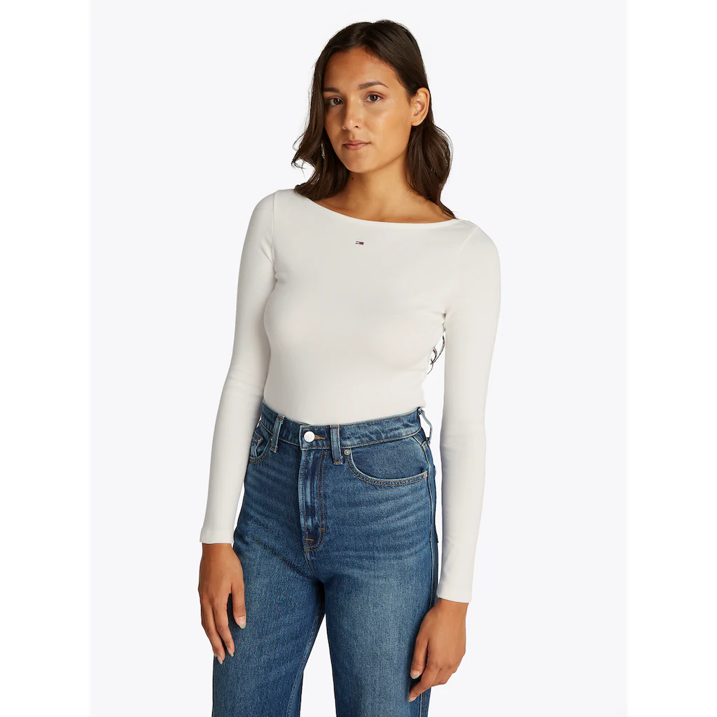 Tommy Jeans Langarmshirt »TJW BOAT NECK TOP LS« mit Logostickerei