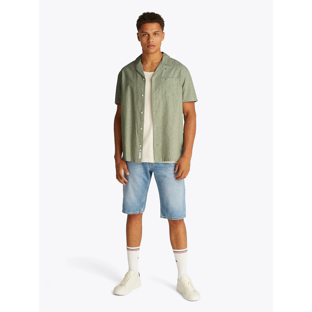 Tommy Jeans Plus Kurzarmhemd »TJM LINEN BLEND CAMP SS EXT« Mit V-Ausschnitt ▷ Für