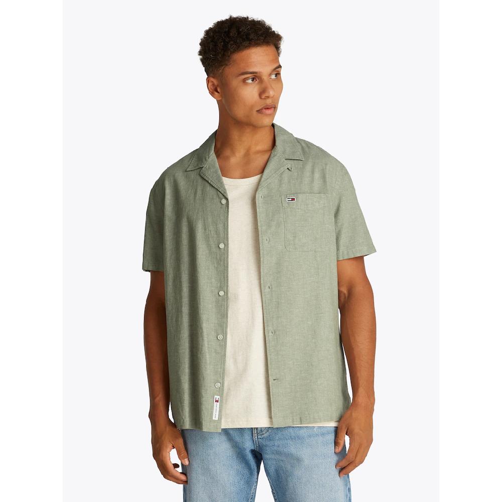 Tommy Jeans Plus Kurzarmhemd »TJM LINEN BLEND CAMP SS EXT« Mit V-Ausschnitt ▷ für