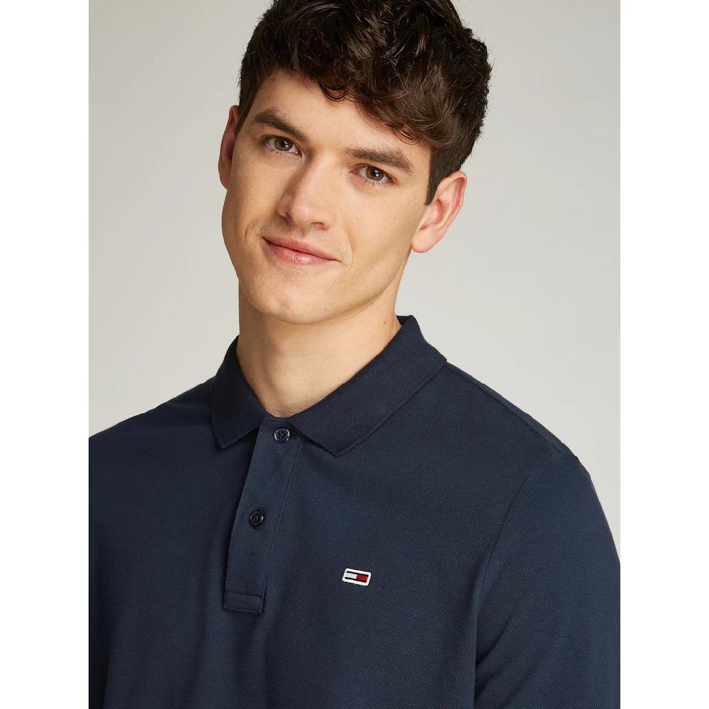 Tommy Jeans Plus Langarm-Poloshirt »TJM SLIM PLACKET POLO LS EXT« In Großen Größen Logostickerei ▷ Für