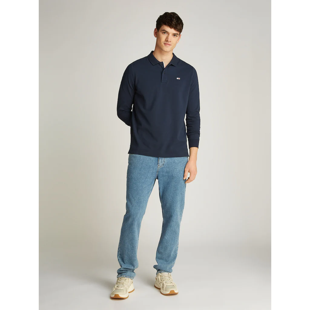 Tommy Jeans Plus Langarm-Poloshirt »TJM SLIM PLACKET POLO LS EXT« In Großen Größen Logostickerei ▷ Für