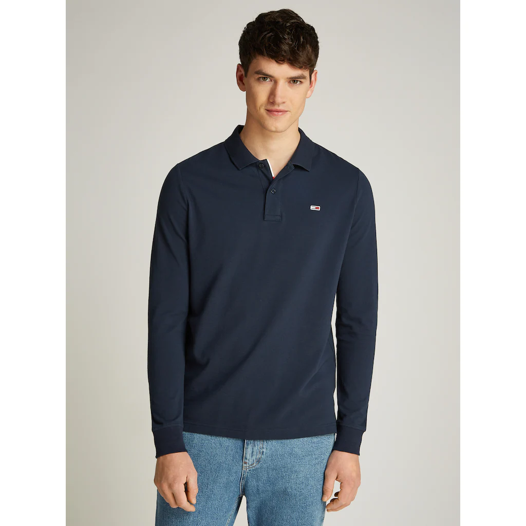 Tommy Jeans Plus Langarm-Poloshirt »TJM SLIM PLACKET POLO LS EXT« in Großen Größen Logostickerei ▷ für