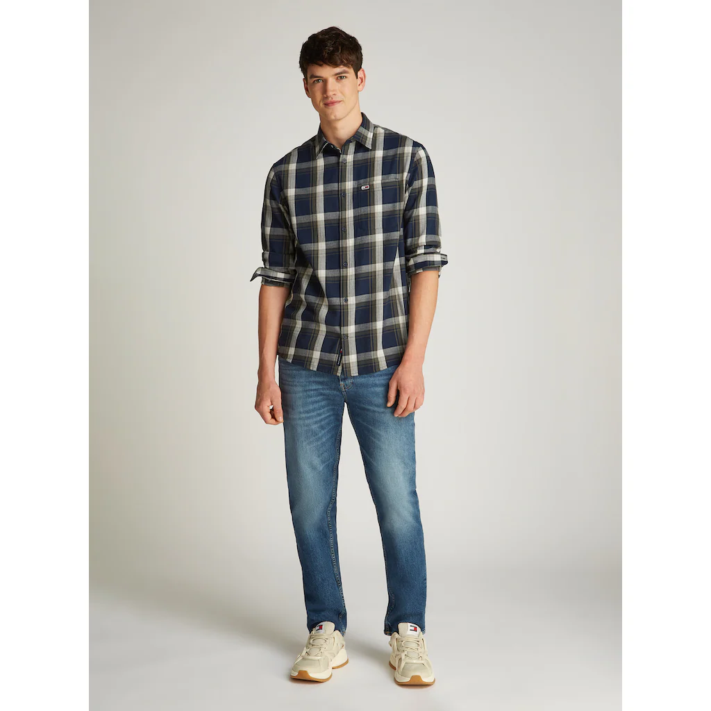 Tommy Jeans Plus Langarmhemd »TJM REG CHECK FLANNEL SHIRT EXT« In Großen Größen Logostickerei Button-down-Kragen ▷ Kaufen
