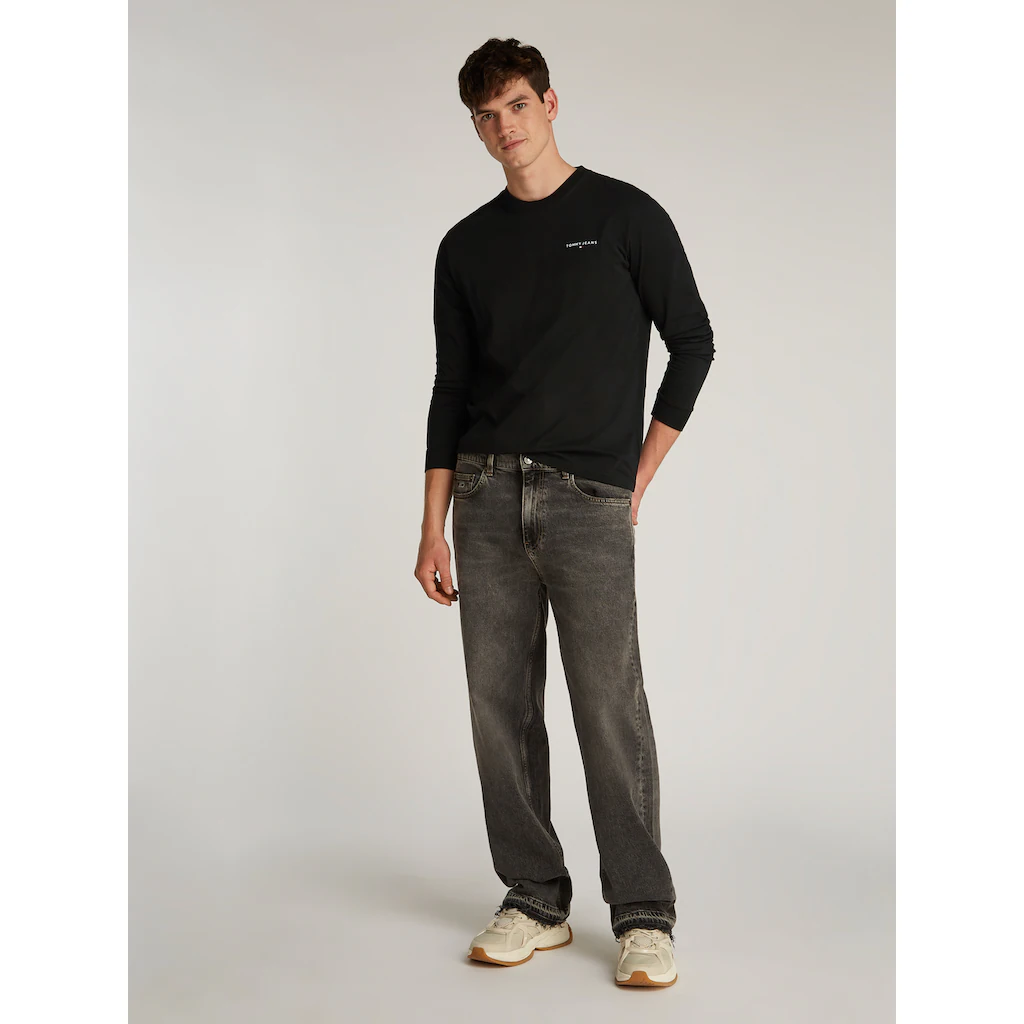 Tommy Jeans Plus Langarmshirt »TJM SLIM LINEAR CHEST LS TEE EXT« In Großen Größen Logodruck ▷ Bestellen