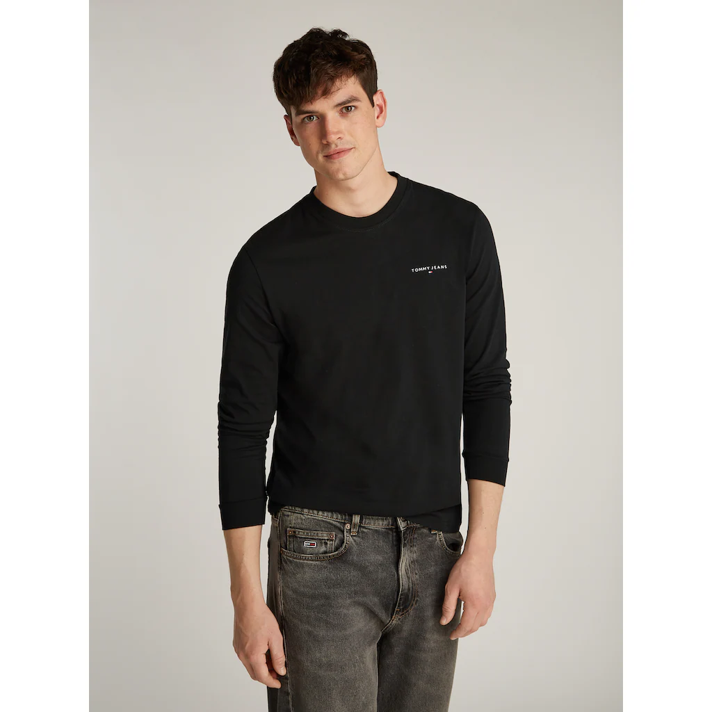 Tommy Jeans Plus Langarmshirt »TJM SLIM LINEAR CHEST LS TEE EXT« in Großen Größen Logodruck ▷ bestellen