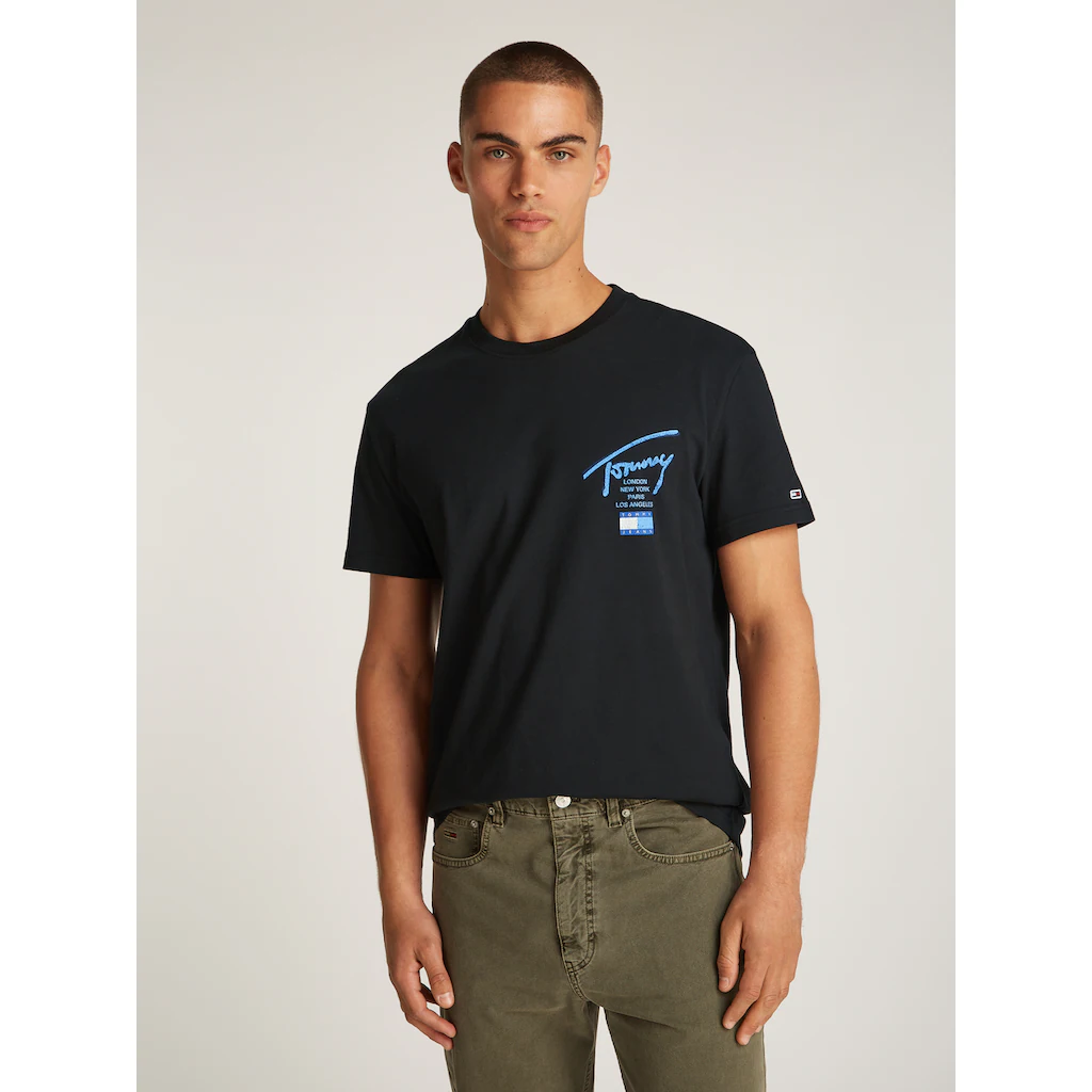 Tommy Jeans Plus Rundhalsshirt »TJM REG TOMMY SIGN CITY TEE EXT« in Großen Größen Logstickerei am Ärmel Logodruck