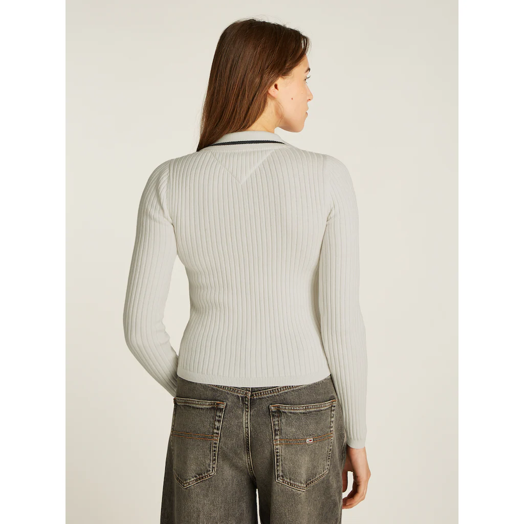 Tommy Jeans Polokragenpullover »TJW ESSENTIAL LS POLO SWEATER« Mit Logostickerei