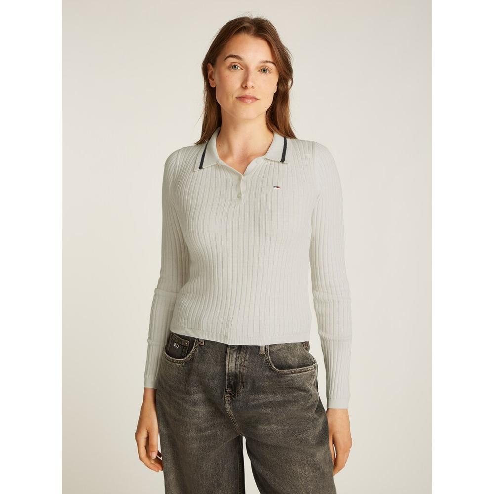 Tommy Jeans Polokragenpullover »TJW ESSENTIAL LS POLO SWEATER« mit Logostickerei