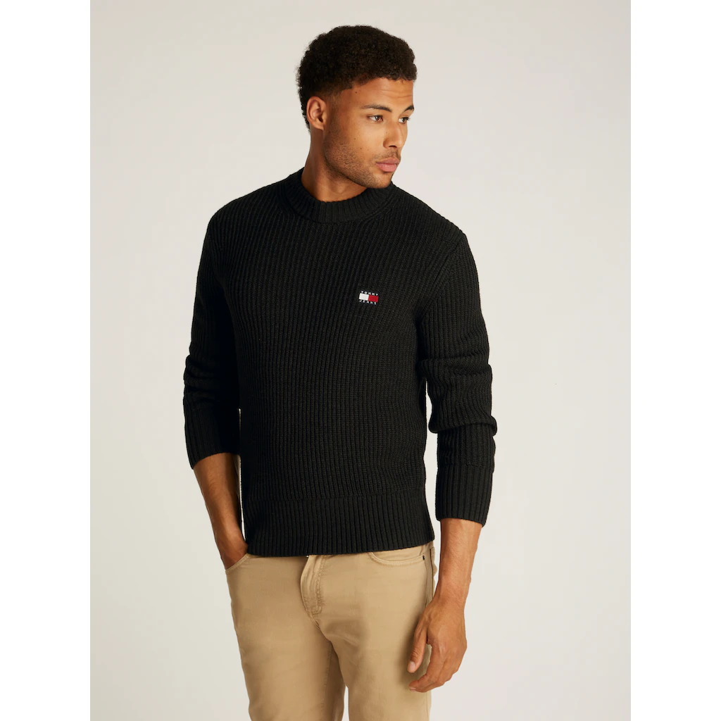 Tommy Jeans Rundhalspullover »TJM REG BADGE TEXTURED CNECK EXT« in Unifarbe ▷ bestellen