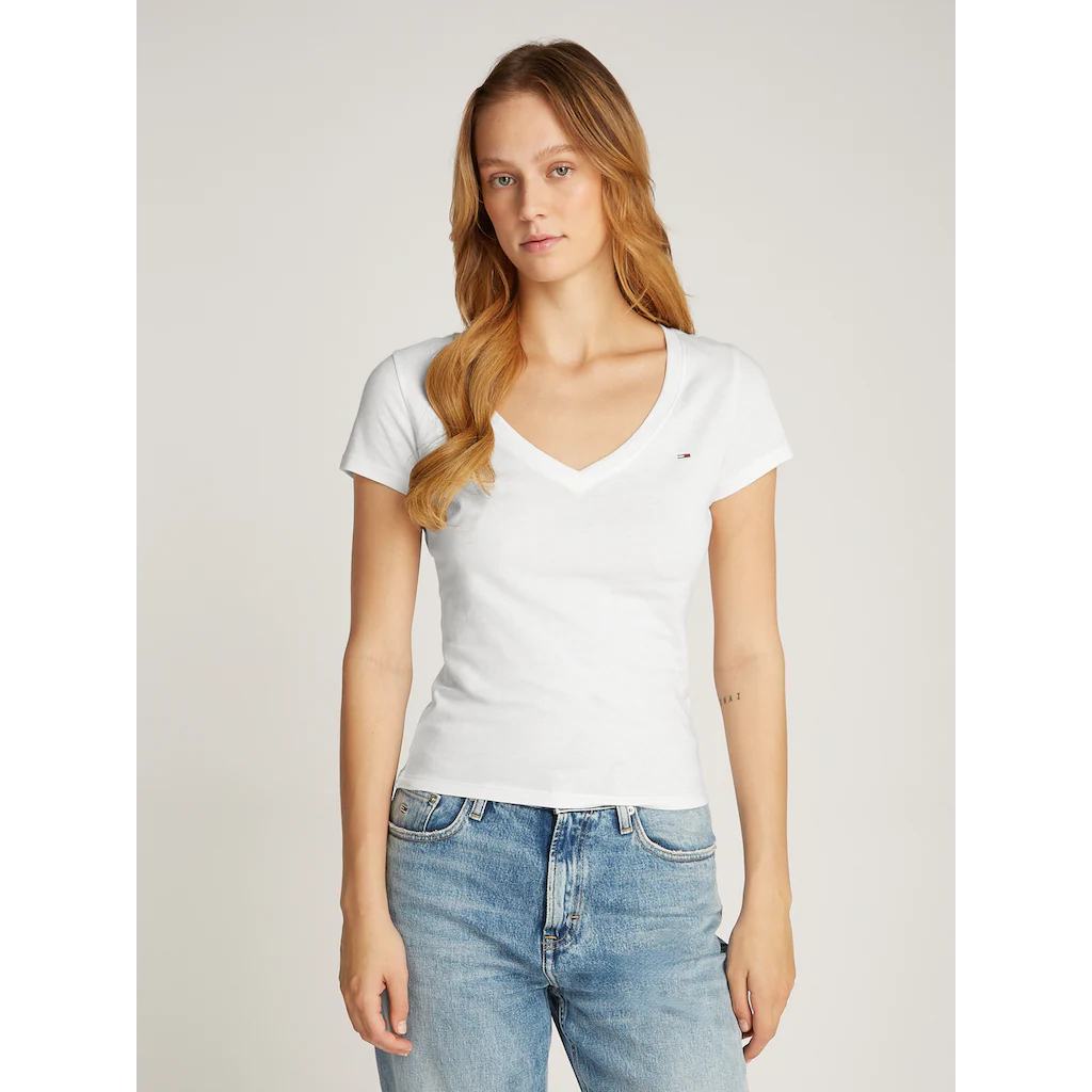 Tommy Jeans T-Shirt »TJW 2PACK V-NECK TEE« (Packung 2 Tlg. 2-er Pack) Mit Logostickerei